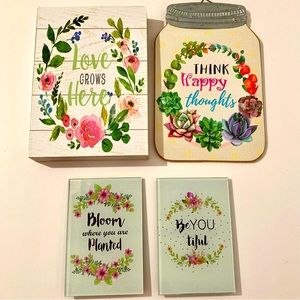 NEW Plant Lover Home Decor Set Boho Wall Art Positive Spring Garden Party Sign